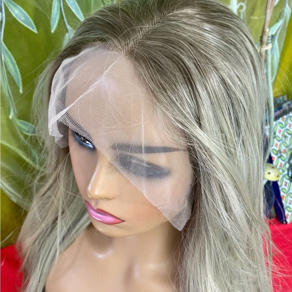 lace front rooted ash blonde wig